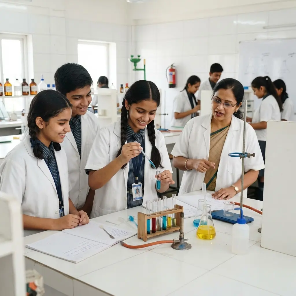 Students learning through a laboratory activity