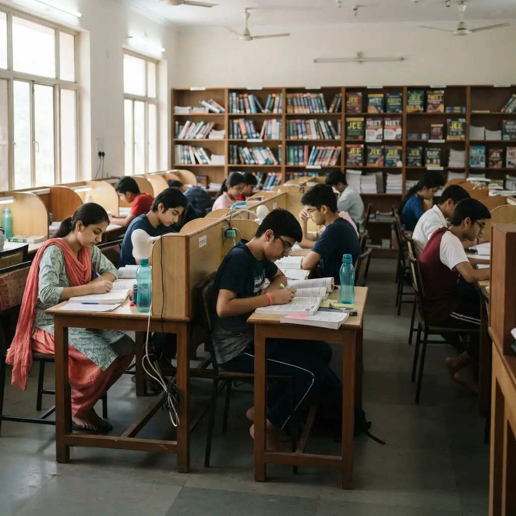Students studying in a quiet learning space